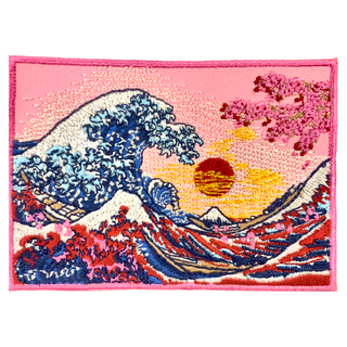 A-ONE 匯旺 日本神奈川沖浪裏粉紅櫻花地標造型刺繡, NO.365 彩色, 1個