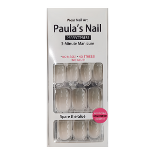 Paula's Nail 寶拉美甲 光療秒貼美甲 3分鐘美甲 無膠水 24片裝, 裸灰漸變, 1組