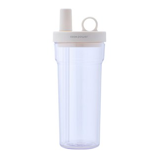 cook power 鍋寶 晶透雙層吸管杯 附珍珠吸管 + 吸管刷 770ml, 雲朵白, 1個