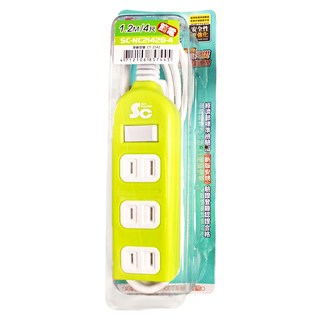 欣銓 SinCyuan 1開4插2P 安全延長線 過載自動斷電 高耐熱防火機身 高純度無氧銅導體 新版安規, 1.2m, 1條