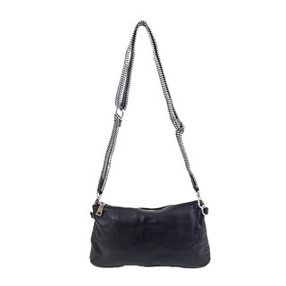 頭層牛皮肩背包小包女包 可拆卸質感圖騰針織肩帶