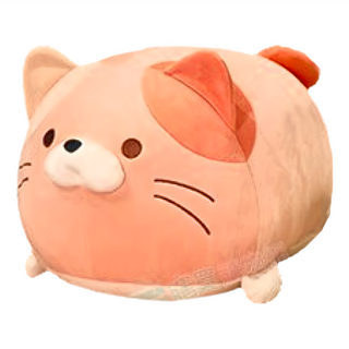 Mega 可愛胖胖團子貓抱枕 羽絨棉彈力絨材質, 50 x 30cm, 粉貓, 1個