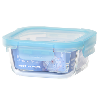 LocknLock 樂扣樂扣 藍莓慕斯耐熱玻璃保鮮盒 正方形 520ml, 1個, 1個