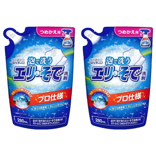 WELCO 強力酵素分解領口袖口專用泡沫去汙劑補充包 280ml (2個入) - 酵素去污、泡沫清潔、領口袖口專用, 2個