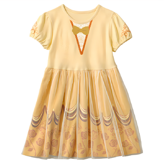 兒童純棉變裝公主裙, 130, 黃身黃裙