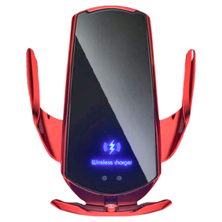 Q3 無線充電手機架，適用於車用，出風口夾，磁吸接頭, 紅色