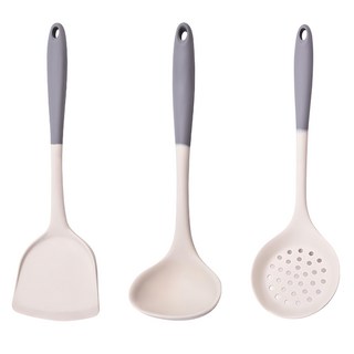 耐高溫廚具3件組, 鍋鏟 + 湯勺 + 漏勺, 1組, 混和顏色