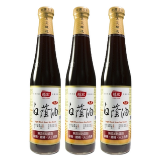 龍宏 白蔭油 日曝365天純釀醬油 古法傳統陶甕缸發酵熟成 100%純黑豆 無麩質過敏原 無添加防腐劑 、焦糖色素, 420ml, 3瓶