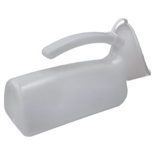 OO 生活輔具 女用尿壺 附蓋 半透明塑膠製成 附有手把方便握拿 長型開口設計, 白色, 1個