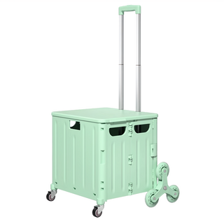 AOTTO 創意傢俱 升級款可爬梯八輪折疊收納車 70L容量 環保PP材質, 薄荷綠, 1個
