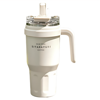 Sitarayuri 手把吸管杯 雙飲款, 米白色, 1個, 780ml