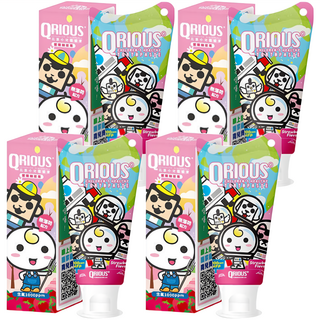 QRIOUS 奇瑞斯 雙效紫錐菊護齒膏，含單氟磷酸鈉1000ppm，可吞嚥配方，無人工防腐劑、色素和香料, 蜜蜜粉草莓, 款式隨機, 60g, 4條