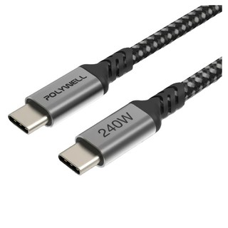 POLYWELL Type-C 240W 5A 公對公 充編織線 1m 1條 PW15-W45-M871