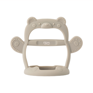 tgm 不吃手白金矽膠穿握固齒器 100%白金矽膠 KC安全認證 不含雙酚A 手環套型設計, 固齒器 + 收納盒, 咖熊, 1個