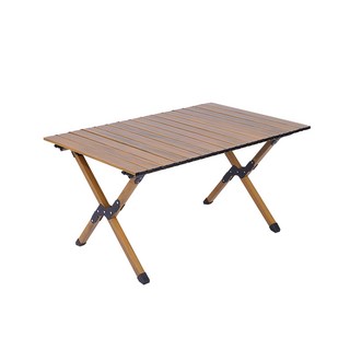 Sunday Life 戶外露營便攜折疊蛋捲桌 附收納袋, 木紋色, 87cm, 87 x 60 x 45cm