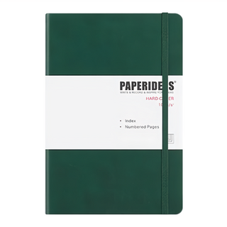 PAPERIDEAS 硬皮筆記本 A5 188頁 100g純木漿無酸紙, 橫線聖誕綠, 1本