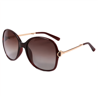 MEGASOL gucci設計師款大框偏光太陽眼鏡 UV400防護 時尚修飾臉型, F, 紅色