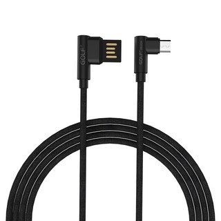 GOLF 雙面USB 轉 Micro USB 90度轉角 布藝編織快充線 1M, 黑色, 1條