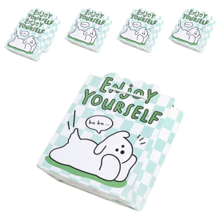 禮品袋套裝 220 x 245 x 100mm 白卡紙, 享受當下 白色 + 綠色, 6個