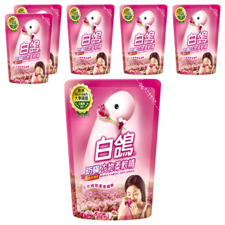 白鴿 防蟎衣物柔軟精 補充包 - 高雅玫瑰香, 1.8kg, 6包