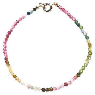 財神小舖 簡約經典碧璽手鍊 電鍍14K金 3mm切面, 13~15cm, SLN-2603-9