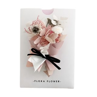 Flora Flower 乾燥花卡片 - 淺粉黑緞帶, 1個