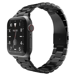 Sinjimoru 三連設計 不鏽鋼 金屬 智慧手錶錶帶, 黑色, 1個