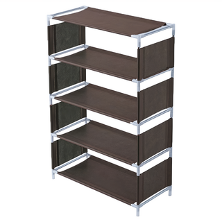 BangJiaShi 5層布藝鞋架 鞋櫃 置鞋架, 咖啡色, 1個