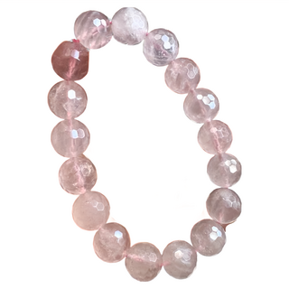 天然粉水晶切角手珠, 顏色隨機, 12mm