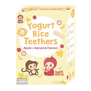 APPLE MONKEY 愛啵寶寶 優格糙米牙牙餅 添加益生元/維他命C/維他命B1 10個月以上寶寶適用, 蘋果香蕉, 32g, 1盒