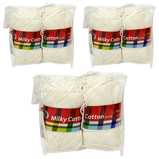 brandyarn Milky Cotton Red系列 棉混紡針織線 香草色 50公克, 6捲