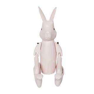T-LAB 粉彩兔子嬰兒粉木質玩偶，可愛兔子造型擺飾，療癒系居家裝飾, 1個