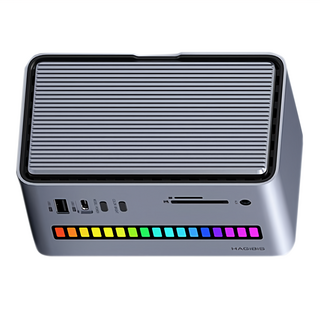 HAGiBiS 桌面式Type-C多功能節奏燈擴充器17合1 U100Ultra 17埠擴充 PD供電, 深空灰, 1個