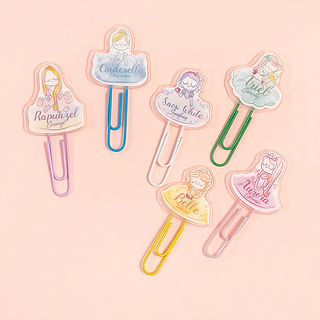 迪士尼公主 夢想公主壓克力造型迴紋針組 長7.3公分 寬3.5公分, 6入, 1組