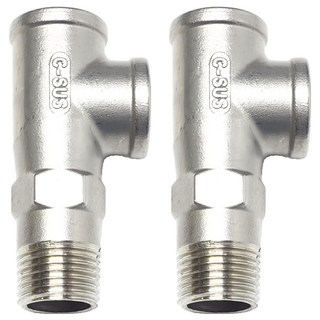 新多多小舖 不鏽鋼軟水三通 2個一組, 1入, 銀色