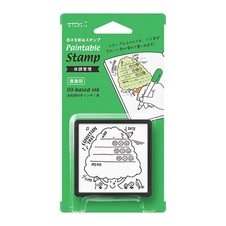 日本MIDORI手繪浸透印章 35422 健康管理, 黑色, 可愛圖案, 1個