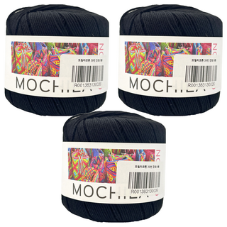 brandyarn Mochila系列 棉針織線，黑色，50克，優質棉, 3捲