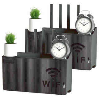 WIFI路由器收納盒 Set 2, 尺寸 24.5cm x 6cm x 14.5cm, 材質 PP, 典雅黑, 1組