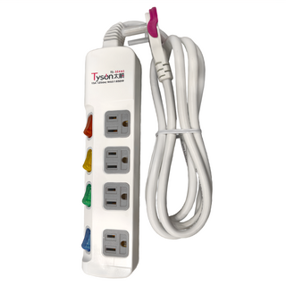 Tyson 太順電業 5切4座3P延長線 TS-354AS 6R 台灣製造, 1.8m, 白色, 1條