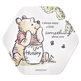 收納王妃 六角形小熊維尼珪藻土造型餐墊 590g, 30 x 27 x 0.9cm, 悠閒維尼 白色, 1個