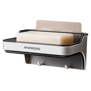 雙慶家居 兩用無痕黏貼肥皂掛勾置物架，白色, 1個