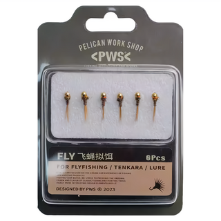 鵜鶘釣 飛蠅擬餌 6個 16, 沉水若蟲 金色, 1組, 13g