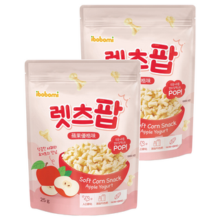 ibobomi 玉米花, 2包, 蘋果優格味, 25g, 寶寶健康零食, 無添加, 韓國製造