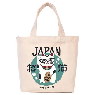 kUSUgURU JAPAN 日本眼鏡貓 JAPAN x KUSUGURU日本限定觀光主題系列 帆布手拿午餐袋