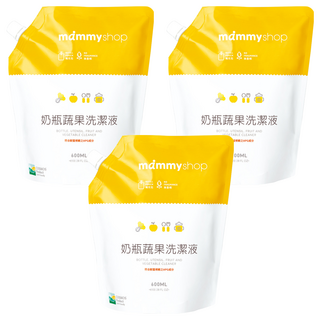 mammyshop 媽咪小站 奶瓶蔬果洗潔液補充包, 600ml, 3包