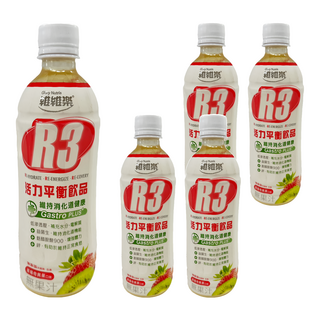 Glory Nutria 維維樂 R3活力平衡飲品PLUS 草莓奇異果口味, 維持消化道健康, 添加葡聚醣900, 低滲透壓補充水分電解質, 500ml, 5瓶