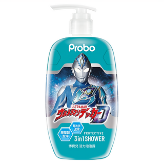 Probo 博寶兒 ULTRAMAN 活力泡泡露 胺基酸潔淨 3in1沐浴露, 500ml, 1瓶