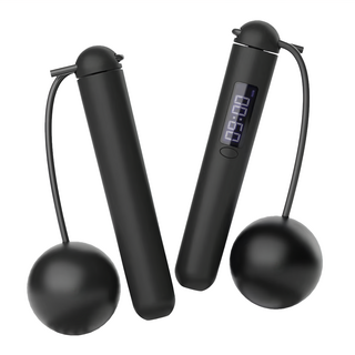 卡路里計算健身智能計數小球無繩跳繩 兩用款 少女粉/粉沫藍/深邃黑/墨綠色 可自由調節長度, 1組, 手柄(160 x 直徑30mm) + 繩子(2.8m x 直徑65mm)