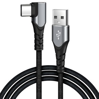 Home Planet 90度直角 A轉C 快速充電線 (相容三星 Galaxy 蘋果 iPhone 15), 3m, 1個, 黑色