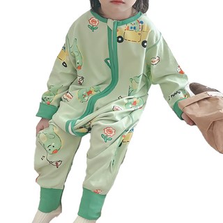 愛北鼻 無痕長袖防踢被 柔軟親膚 長袖保暖 多款可愛圖案可選, 80碼, 綠色恐龍車, 1入